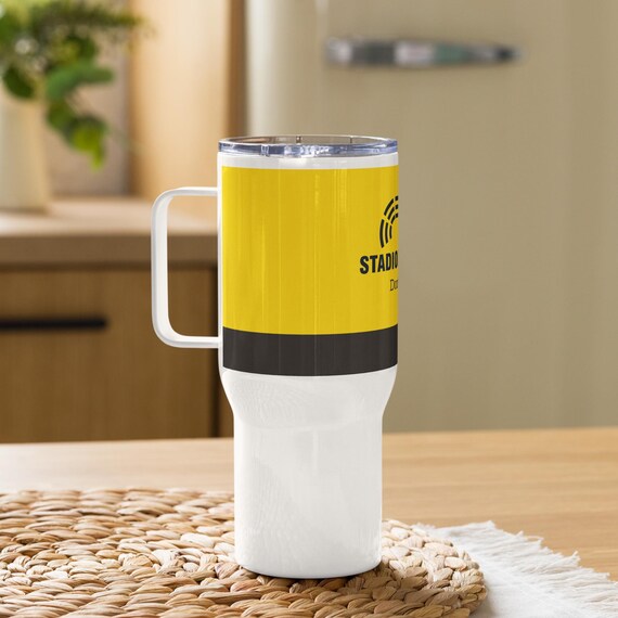 Giant stainless steel mug Dortmund 1.2L | XXL thermal mug Black and yellow | Football fan mug to go | Baby gift birth