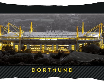 Cushion Dortmund stadium postcard PERSONALIZATION – 50 x 30 cm or 60 x 40 cm
