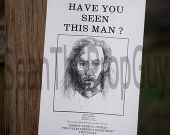 Twin Peaks Have You Seen This Man "Bob" Poster flyer Digital Download File Replica Prop