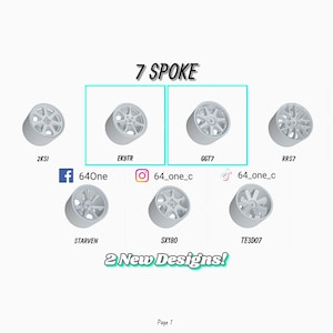 1/64 7 Spoke 3D Resin Wheels for Hot Wheels / Matchbox Diecast