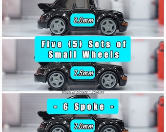 5 juegos: Ruedas pequeñas de resina de 6 radios para coches a escala 1/64