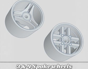 1/64 3 & 4 Spoke 3D Resin Wheels for Hot Wheels / Matchbox Diecast