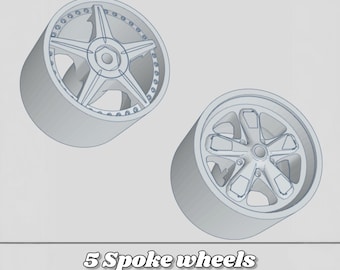 1/64 5 Spoke 3D Resin Wheels set for Hot Wheels / Matchbox Diecast