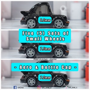 5 Sets of : Small 1/64 Aero & Bottle Cap 3D Resin Wheels set for Hot Wheels / Matchbox Diecast (24 Wheels)
