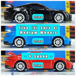 5 Sets of : Medium/Standard 1/64 6 Spoke 3D Resin Wheels set for Hot Wheels / Matchbox Diecast (24 Wheels)
