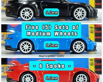 5 juegos: Ruedas medianas de resina de 6 radios para coches a escala 1/64