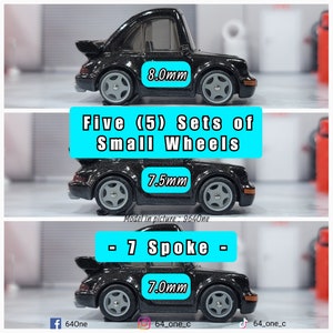 5 Sets of : Small 1/64 7 Spoke 3D Resin Wheels set for Hot Wheels / Matchbox Diecast (24 Wheels)