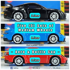 5 Sets of : Medium/Standard 1/64 Aero & Bottle Cap 3D Resin Wheels set for Hot Wheels / Matchbox Diecast (24 Wheels)