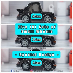 5 Sets of : Small 1/64 Special Design 3D Resin Wheels set for Hot Wheels / Matchbox Diecast (24 Wheels)