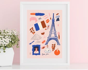 Paris Art Print: French Travel Illustration (Digital Download)