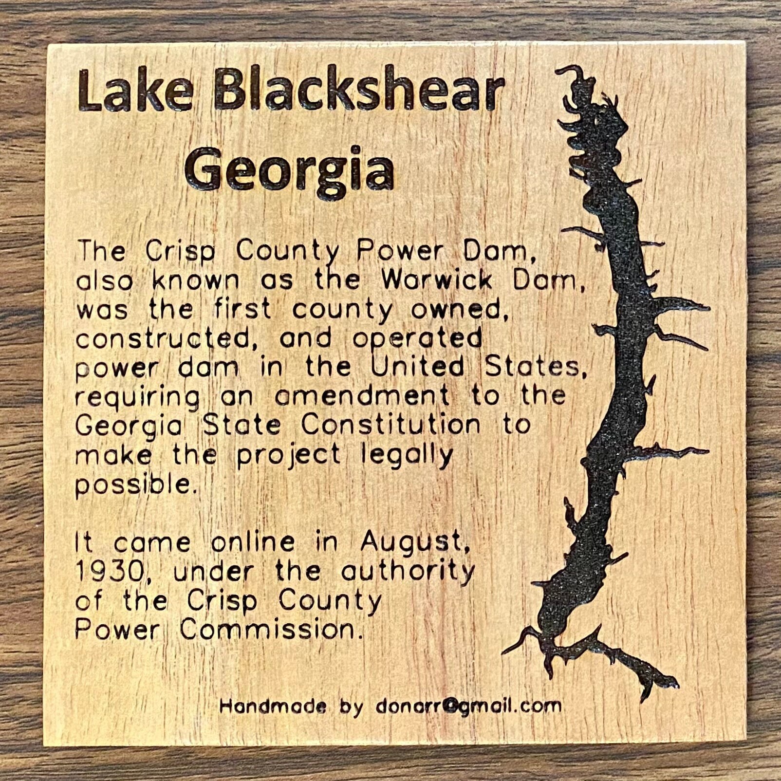 Map and Origins of Lake Blackshear in Dam built Etsy