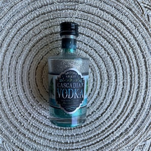 Mini Oregon Spirit Cascadian Vodka Liquor Glass Shot Bottle Ornament - two-toned