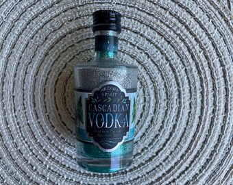 Mini Oregon Spirit Cascadian Vodka Liquor Glass Shot Bottle Ornament - two-toned