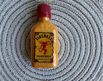 Mini Fireball Cinnamon Whiskey Liquor Shot Bottle Ornament