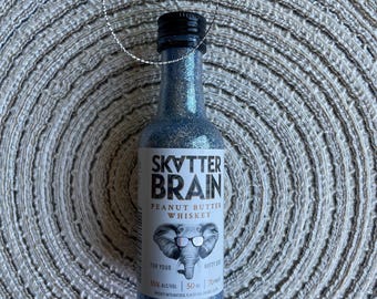 Mini Scatter Brain Peanut Butter Whiskey Liquor Shot Bottle Elephant Ornament