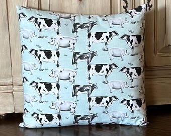 Pigs and Dairy Cows Pillow Cover, Farm Animals, Women’s Gift, Country Charm, Farmhouse Decor, Rustic, Cottage, Homestead, Vintage, Ranch,