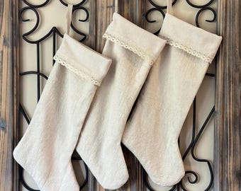 Christmas Stocking, Vintage Inspired, Shabby Chic, Cottage, Farmhouse, Country Charm, Rustic, Old Fashioned, Holiday Decor, Gift for Her,