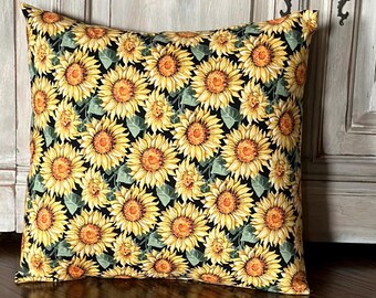 Sunflower Pillow Cover, Country, Farmhouse, Fall Decor, Women’s Gift, Throw Pillow, Harvest, Cottage, Ranch, Homestead, Vintage, Greenery