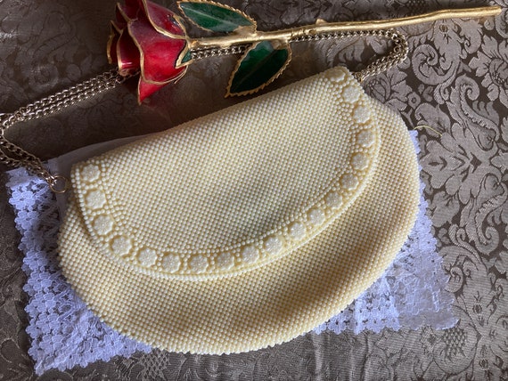 Vintage Pale Yellow Beaded Evening Bag (Golco) - image 1
