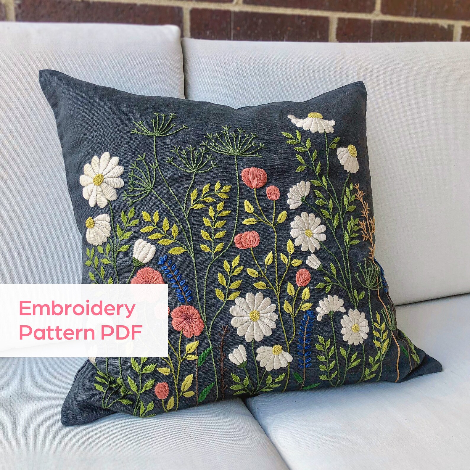 Embroidery Pattern – FLOWER PATCH – PDF Instant Download Hand ...