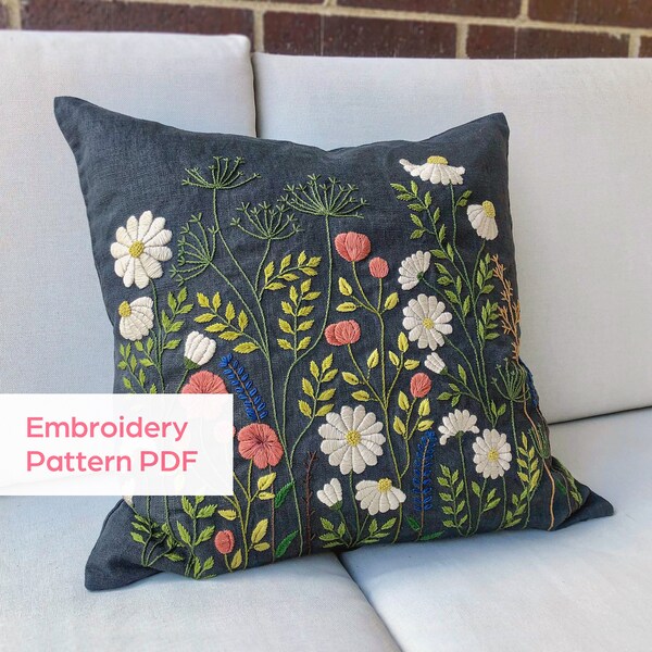 Embroidery Pillow Etsy