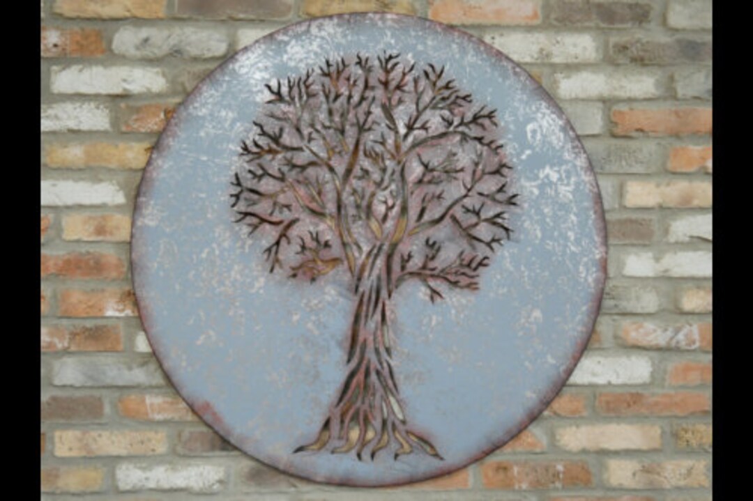 Extra Large Rustic Tree of Life Metal Round Wall Art Garden Etsy UK