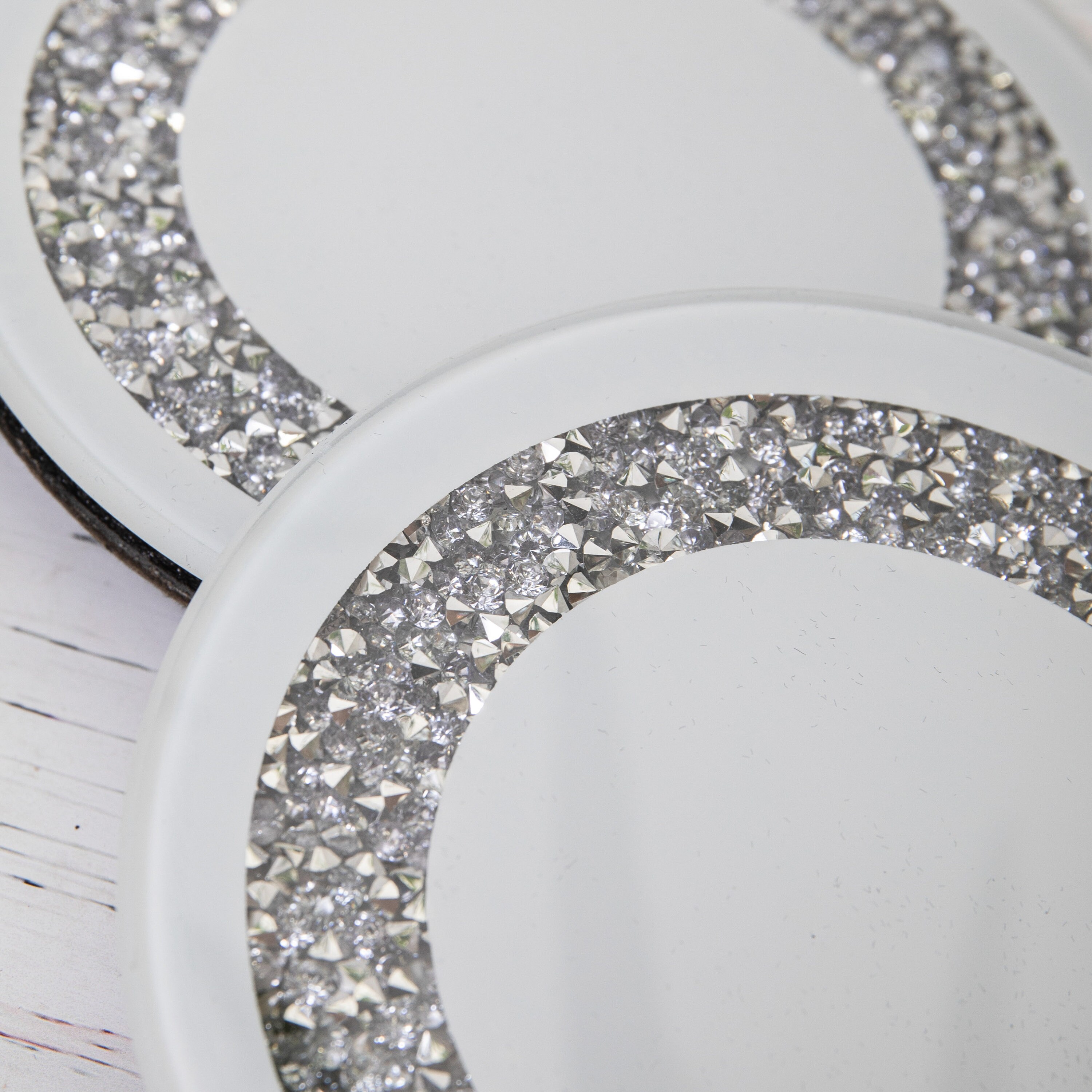 4 Crushed Crystal White Round Glass Mirror Coasters Drink Etsy