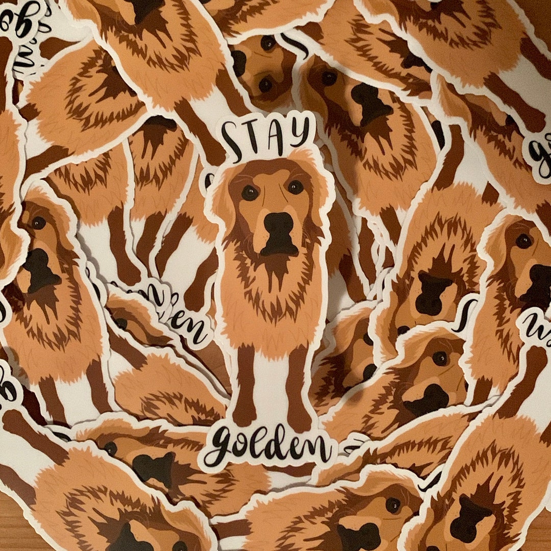 Golden Retriever Sticker, Dog Sticker, Stay Golden - Etsy