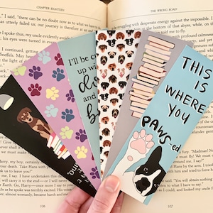 Dog themed bookmarks, bookmarks for dog lovers