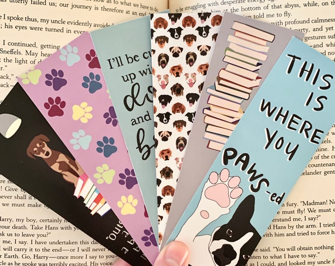 Dog themed bookmarks, bookmarks for dog lovers
