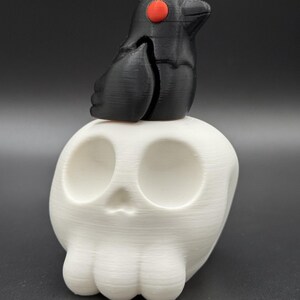 Tiny Raven and Skull Combo – 3D Printed Gothic Collectible Figurine