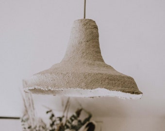 Sustainable Recycled paper pendant lamp "BILLE" / Light gray