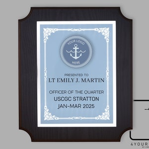 U.S. Coast Guard Plaque, Quarterly Award, Coast Guard Gift, Custom Plaque, Coast Guard Recognition Award, Custom Retirement Plaque