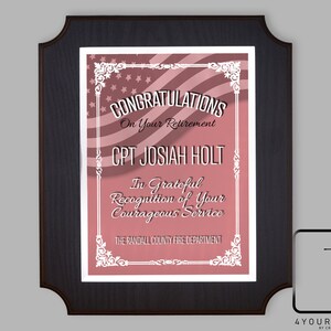 Firefighter Retirement Plaque, Firefighter Award, Custom Fireman Gift, Firefighter Retirement Gift, Personalized Firefighter Plaque