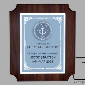 U.S. Coast Guard Plaque, Armed Forces Gift, Coast Guard Plaque, Quarterly Award, Recognition Award, Coast Guard Retirement Plaque