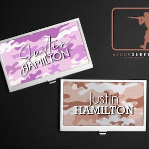 Camo Business Card Case, Patriotic Business Card Case, Custom Business Card Case, Camoflauge Pattern Business Card Holder, Armed Forces Gift
