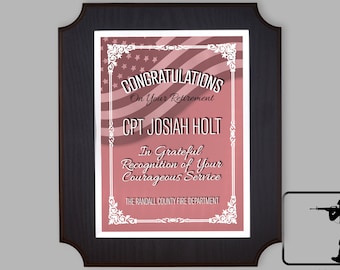 Firefighter Retirement Plaque, Firefighter Award, Custom Fireman Gift, Firefighter Retirement Gift, Personalized Firefighter Plaque