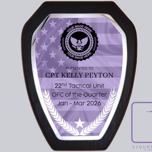 Custom Plaque, Military Recognition Plaque, Quarterly Award, Air Force, Army, Navy, Coast Guard, Dispatch, Firefighter, Police, Award Plaque