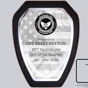 Custom Plaque, Military Recognition Plaque, Quarterly Award, Air Force, Army, Navy, Coast Guard, Dispatch, Firefighter, Police, Award Plaque