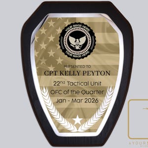 Custom Plaque, Military Recognition Plaque, Quarterly Award, Air Force, Army, Navy, Coast Guard, Dispatch, Firefighter, Police, Award Plaque
