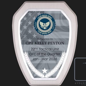 Custom Plaque, Armed Forces Award, First Responder Recognition Plaque, Retirement, Military Award, Quarterly Award, Administrative Award