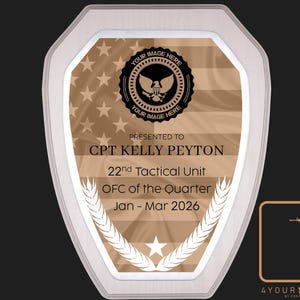 Custom Plaque, Armed Forces, First Responder Award, Recognition Plaque, Retirement Gift, Officer, Navy, Army, Coast Guard, Marine, Air Force