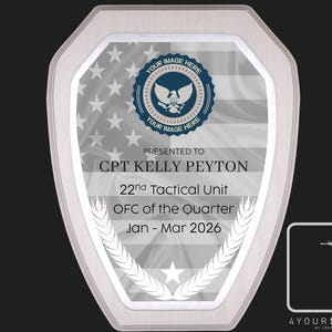 Custom Plaque, Armed Forces, First Responder Award, Recognition Plaque, Retirement Gift, Officer, Navy, Army, Coast Guard, Marine, Air Force