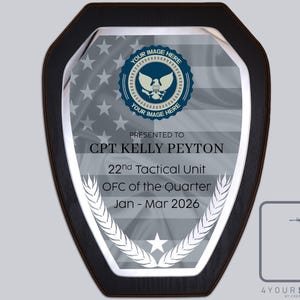 Custom Plaque, Military Recognition Plaque, Quarterly Award, Air Force, Army, Navy, Coast Guard, Dispatch, Firefighter, Police, Award Plaque