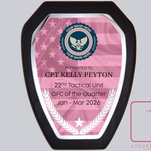 Custom Plaque, Military Recognition Plaque, Quarterly Award, Air Force, Army, Navy, Coast Guard, Dispatch, Firefighter, Police, Award Plaque