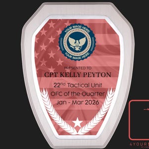 Custom Plaque, Armed Forces Award, First Responder Recognition Plaque, Retirement, Military Award, Quarterly Award, Administrative Award