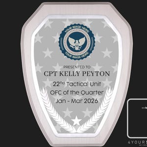 Custom Plaque, Armed Forces, First Responder Award, Recognition Plaque, Retirement Gift, Officer, Navy, Army, Coast Guard, Marine, Air Force