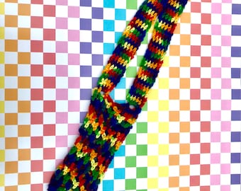 Funky Rainbow Crochet Water Bottle Bag