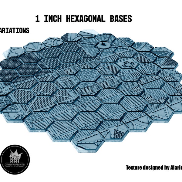 Hexagonal Resin Printed Bases for Miniatures Battletech Sized