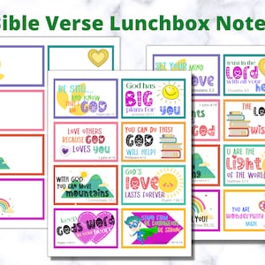 Druckbare Lunch Box Notizen für Kinder, bearbeitbare PDF für persönliche Notizen, Bibel Vers Lunch Box Notizen, Bibel Vers Lunch Box Notizen, Inspirational